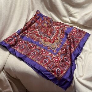 Oscar de la Renta Purple Red Silk Scarf Vintage
